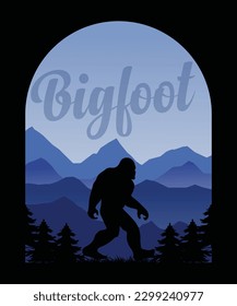 Funny Bigfoot Retro Vintage T-Shirt Design,
Für Bigfoot Lover

