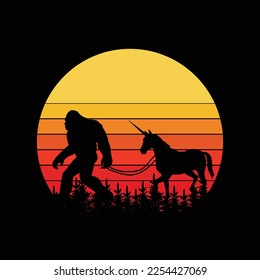 Funny Bigfoot Sasquatch and Unicorn Legends funny t-shirt design svg