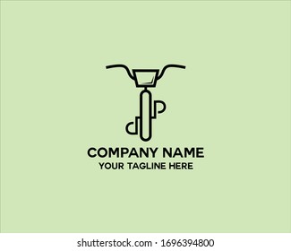 divertido vector del logotipo de monolina de bicicleta