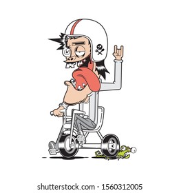 Funny Biker Bicycle Graphic Illustration Vector Art T-shirt Design