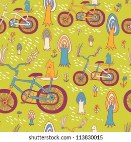 funny bikes seamless pattern