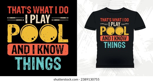 Funny Billiards Game Gift Retro Vintage Pool Player T-shirt Design