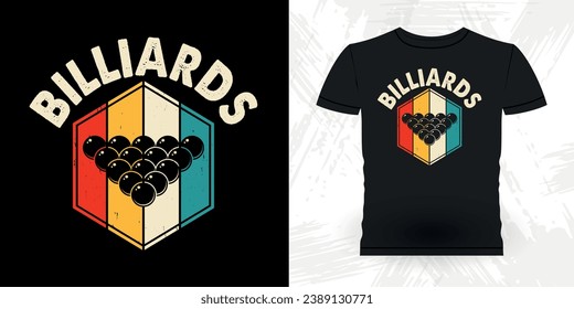 Funny Billiards Game Gift Retro Vintage Pool Player T-shirt Design