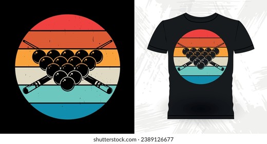 Funny Billiards Game Lover Gift Retro Vintage Pool Player T-shirt Design