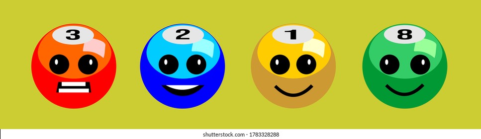 FUNNY BILYARD BALL VECTOR DESIGN FOR CHAT, MESSAGE