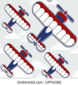 funny biplane cartoon pattern for childish decoration in vector format very easy to edit, individual objects