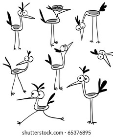 Funny bird character in different variations