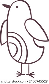 Funny Bird Doodle Outline Vector Illustration