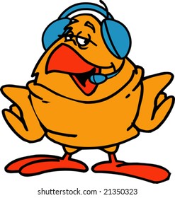 Funny bird with headphones
