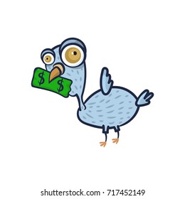 Funny bird  isolated. Vector illustration for business.