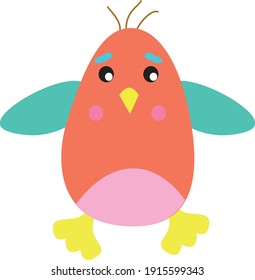 funny bird like a pink chicken egg