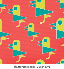 funny bird silhouette seamless pattern over pink background. cartoon style chicken wallpaper
