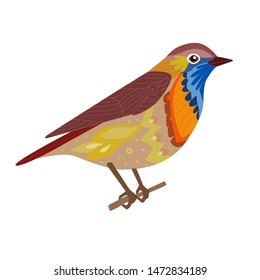 funny bird sitting on branch for your design