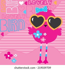 funny bird in sunglasses vector illustration