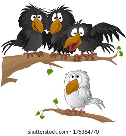 Funny Bird. Vector Illustration. Owl. Crow. Sparrow