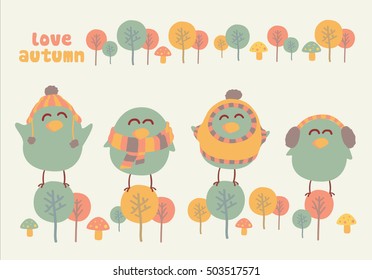 funny birds autumn love