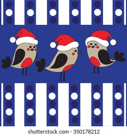  Funny birds in a christmas hats vector