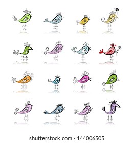 Funny birds collection for your design