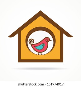funny birds in feeders - vector illustration