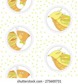 Funny birds. Seamless pattern.