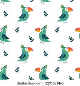 Funny birds seamless pattern. Childish design for fabric, wrapping, textile, wallpaper, apparel.