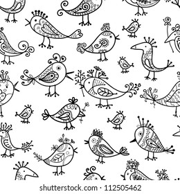 Funny birds, seamless pattern for your design