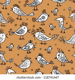  Funny birds, seamless pattern for your design