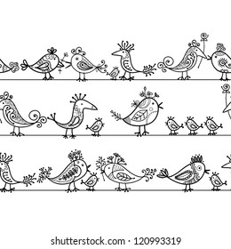  Funny birds, seamless pattern for your design