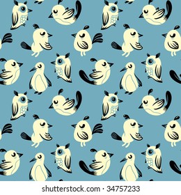 Funny birds. Seamless vector pattern.