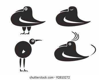 Funny birds silhouette