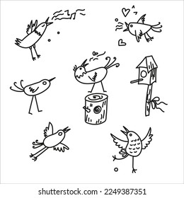 funny birds sing  spring  the nest