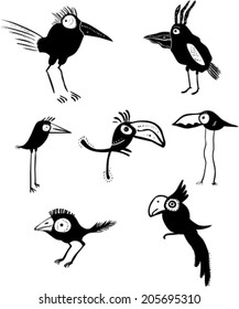 Funny Birds Vector Set Stock Vector (Royalty Free) 205695310 | Shutterstock