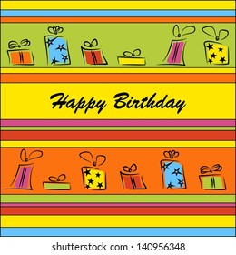 Funny birthday card with gifts