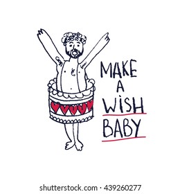 Funny Birthday card. Vector illustration for your design.