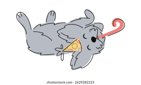Funny birthday dog hand drawn