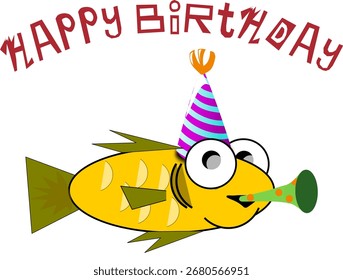 Vector divertido de fiesta de pescado de cumpleaños