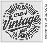 Funny birthday T-shirt Design, Vintage Birthday T-shirt Design,1984 Aged to perfection, 1984 Limited Edition T-shirt Design