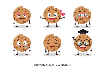 engraçado mordida cookies personagem de desenho animado com diferente pose atividade vetor ilustração