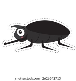 Engraçado inseto besouro preto. Ilustração vetorial
