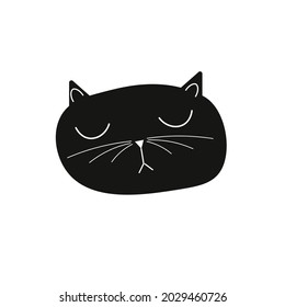 Funny black cat cartoon character. Vector 