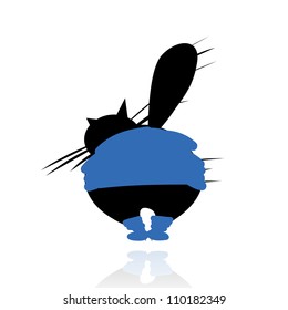 Funny black cat in fashion clothes for your design