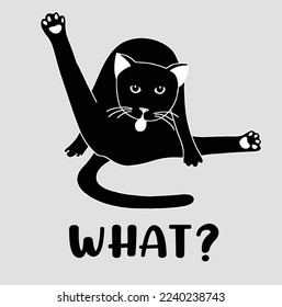 Funny black cat licking butt, black cat eps, digital download animal vector, cat licking butt vector, funny animal, cat what design