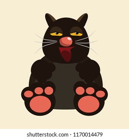 funny black cat vector illustration 