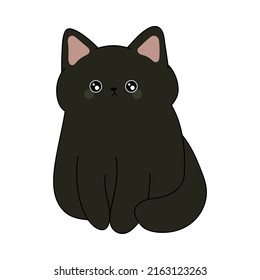 Funny black cat. Vector illustration of a cute kitten. Cute little illustration of cat for kids, baby book, fairy tales, covers, baby shower invitation, textile t-shirt. svg