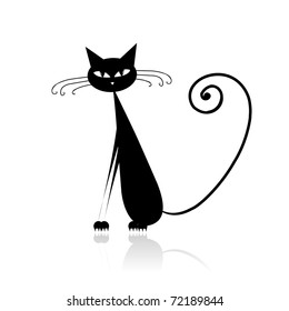 Black Cat Silhouette Your Design Stock Vector (Royalty Free) 75670312 ...