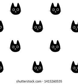 funny black cats seamless pattern