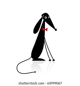 Funny black dog silhouette for your design