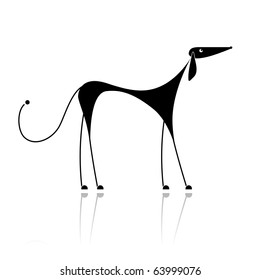 Funny black dog silhouette for your design