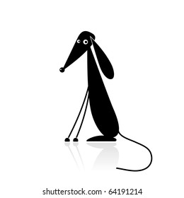 Funny black dog silhouette for your design