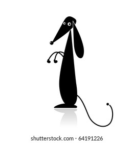Funny black dog silhouette for your design